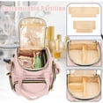 thumbnail image 2 of 2 Layers Large Travel Makeup Bag with 2 Removable Pouches, Large Cosmetic Bag with Detachable Partition, Portable Cosmetic Bag with Multiple Storage Sections (Patent Pending), Pink, 2 of 5