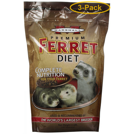 Marshall Ferret Diet - Marshall Premium Ferret Diet Bag 4 lbs - Pack of 3