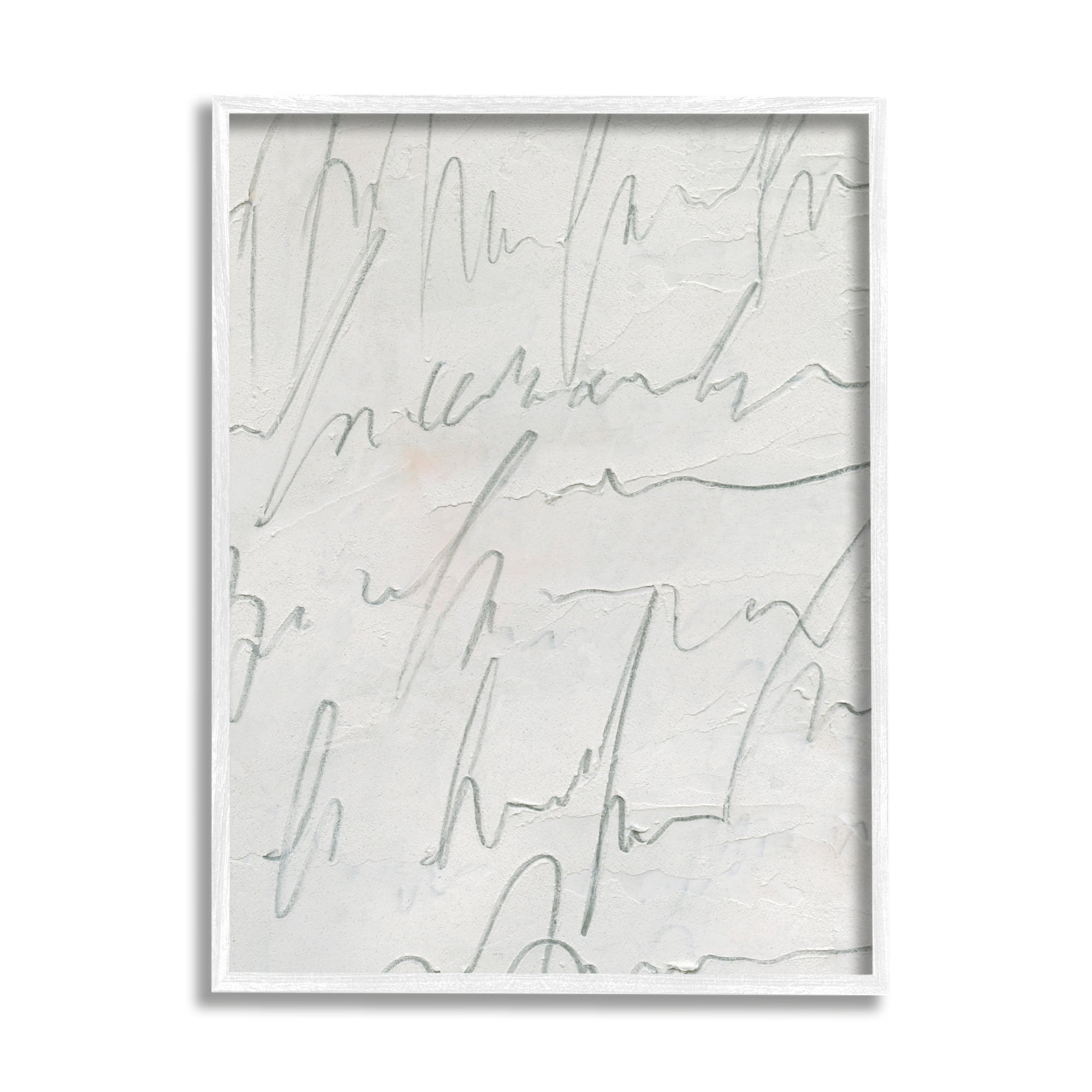 Stupell Industries Contemporary Cursive Script Abstract Scribble Words Painting White Framed Art Print Wall Art, Design by Emma Caroline