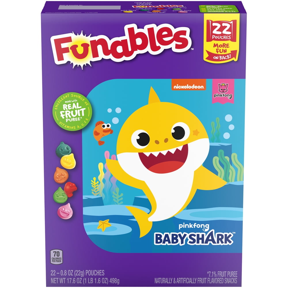 Funables Baby Shark Fruit Snacks, 17.6 Oz, 22 Count