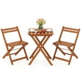 thumbnail image 1 of Gymax 3 PCS Outdoor Wood Bistro Set w/ 2 Folding Chairs & Dining Table for Backyard, 1 of 10