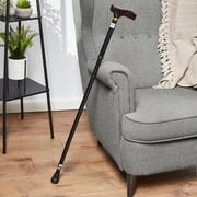 Equate Folding Walking Cane for Adults and Seniors, Height Adjustable, Black, 300 lb Weight Capacity