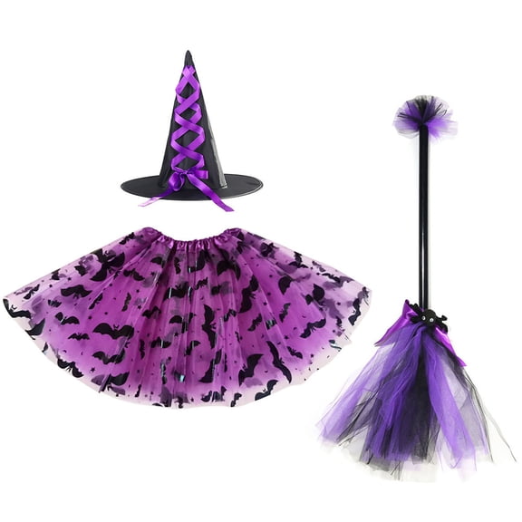 FUZHIQ Girls Halloween Tutu Skirt Set With Witch Hat And For Dress Up Party Dance Performance Outfit 2 8 Years