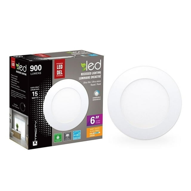 Xtricity Éclairage Encastré led 6 Pieds' 15w/900l/3000k Rond-Blanc 1pk