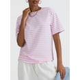 thumbnail image 3 of Komoo Women Oversized Striped T-Shirt Short Sleeve Crewneck Basic Shirt 2024 Fashion Summer Tee, 3 of 7
