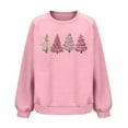 thumbnail image 6 of SYMOID Womens Christmas Tree Sweatshirt, Waffle Knit Cozy Crew Neck, Pink - Relaxed Fit Holiday Casual Top for Fall/Winter Soft Fabric,Size M, 6 of 6