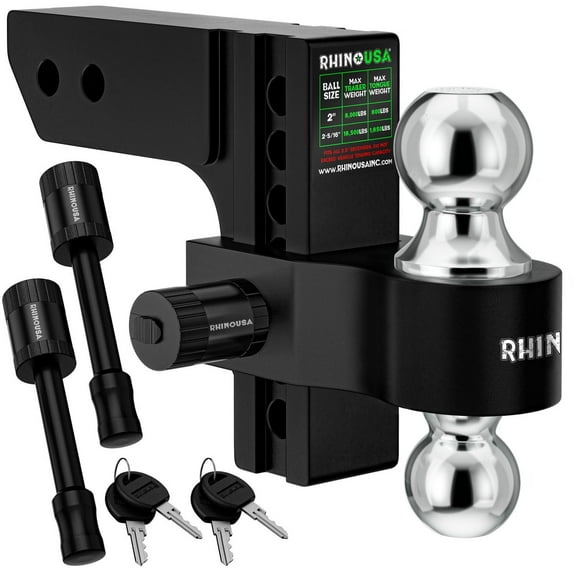 Rhino USA's 6" Adjustable Drop Hitch, Black