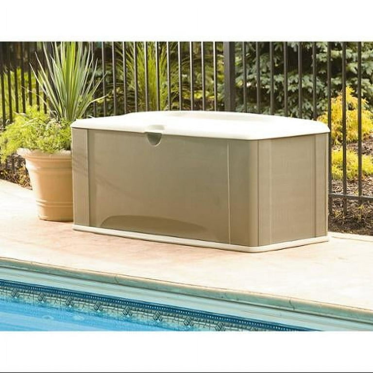 Rubbermaid Outdoor Extra-Large Deck Box with Seat, Gray & Brown