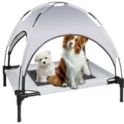 YEOPGYEON Elevated Dog Bed Cooling with Shade Tent Removable Canopy,600D Oxford cloth Outdoor Raised Mesh Pet Cot