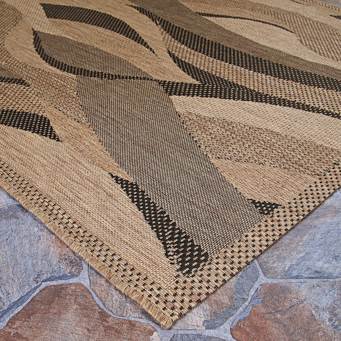 Couristan 2' x 3.5' Brown, Gray And Black Abstract Designed Rectangular Polypropylene Area Throw Rug