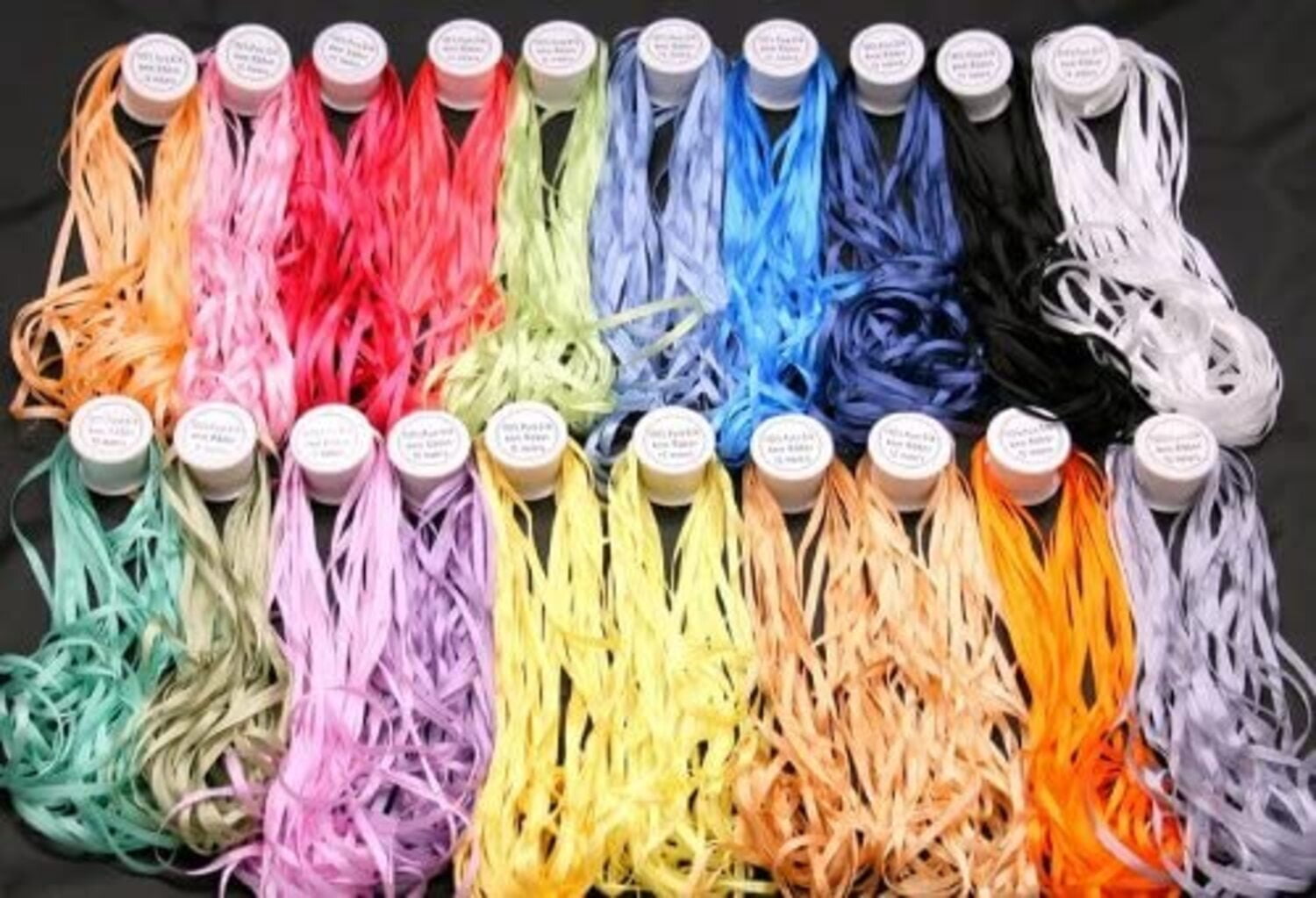 New ThreadNanny 50 Spools of 100% Pure Silk Ribbons - 4mm x 10 Meters - 50 Colors no Duplicates