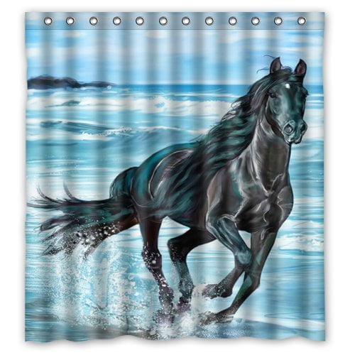 HelloDecor Horse Shower Curtain Polyester Fabric Bathroom Decorative