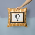 thumbnail image 2 of Letter P Initial Monogram - Orange Polkadots Fabric Decorative Pillow, 2 of 4