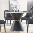 thumbnail image 5 of 46.85" Round Dining Table for 4, Modern Faux Marble Kitchen Table with Metal Base, Dining Table for Small Space, Apartment Studio, Home Office, 5 of 6