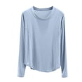 thumbnail image 5 of Sakmal Womens Pajama Tops Pullover Long Sleeve Cotton Sleepwear Crew Neck Blue Sleepwear for Women L, 5 of 5