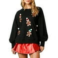thumbnail image 1 of Lucakuins Sudadera con cuello redondo para mujer, holgada, con estampado de lentejuelas de Papá Noel, manga larga, para Navidad Lucakuins moda, 1 of 7
