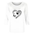 thumbnail image 4 of mihongmao Valentine T Shirt for Women Round Neck Women's Valentine's Day Printed 3/4 Sleeve Fashionable Round Neck White 5X, 4 of 4