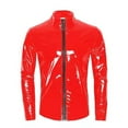 thumbnail image 2 of Men Sexy Leather Shirt, Plus Size S-7XL, Glossy PVC Leather, Full Zipper, Shiny Latex Long Sleeve Coat for Male, 2 of 7