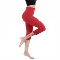 thumbnail image 6 of Stamzod Capris for Women Summer Solid Color Stretch Waist Capri Leggings Casual Slim Fitting Yoga Gym Leggings for Women Red E L, 6 of 7
