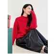thumbnail image 5 of SENTUBILA Suéteres de punto de jacquard rojo para mujer 2024 Suéteres navideños cálidos y holgados Ropa cómoda para mujer W44E57712, 5 of 5