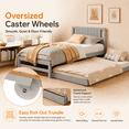 thumbnail image 3 of Zimtown Twin Platform Bed Frame with Pull Out Trundle, Extendable Daybed Frame with Headboard, No Box Spring Needed, Gray, 3 of 8