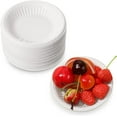 thumbnail image 1 of Qucyy 50 Pack Small Paper Plates 4 Inch Disposable Paper Plates Heavy Duty Uncoated White Plate Round Dessert Plate Bulk Cake Appetizer Dinner Tableware for Holiday Wedding Graduation Party White, 1 of 5