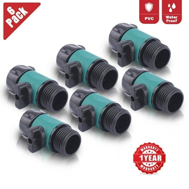 Garden Water Hose Shut Off Valve, 3/4" Faucet Connectors for Landscaping, Gardening, Flow Control (6 Pack)