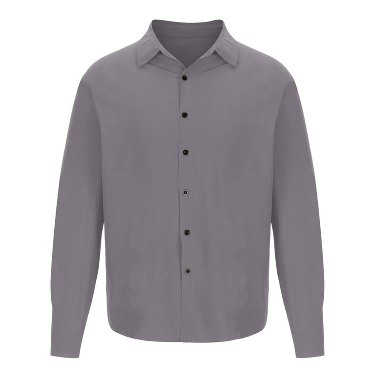 YYDGH Men's Muscle Dress Shirts Slim Fit Stretch Long Sleeve Casual Button  Down Shirt(Gray,M)