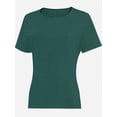 thumbnail image 2 of Women's Lightweight and Soft T-Shirt Curved Hem Crew Neck Smooth Trendy Sleep Lounge Pajama Tops, 2 of 5