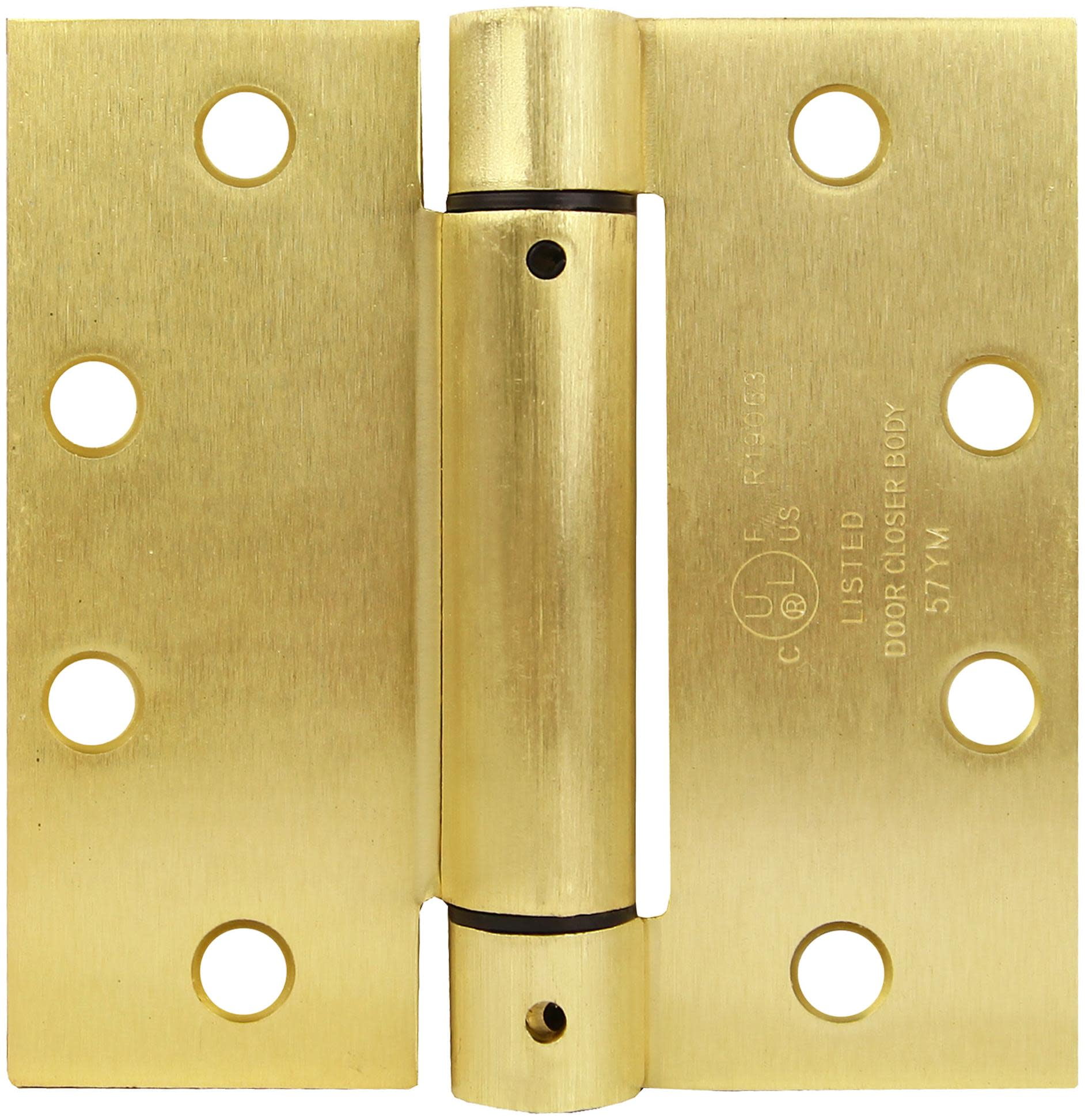 Design House 2-Pack Square 4.5" x 4.5" Self Closing Interior/Exterior Door Hinges, Satin Brass