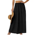 thumbnail image 6 of Women's High Waisted Maxi Tiered Skirt Eyelet Embroidery Cotton Boho Flowy A-Line Long Skirt with Elastic Waist For Summer Beach Vacation Casual Daily Wear, 6 of 8