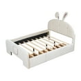 thumbnail image 3 of Euroco Upholstery Full Size Platform Bed with Bunny Shaped Headboard and Drawers, Beige, 3 of 12
