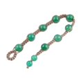 thumbnail image 3 of NOVICA Artisan Handknotted Onyx Beaded Bracelet Green Macrame from India Cotton Birthstone [7.5 in min L x 8 in max L x 0.3 in W] ' Green Planets', 3 of 6