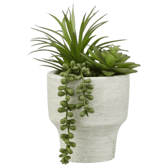 Bouclair Artificial Succulent Mix in White Pot Fake Plant Living Room Office Shelf Decor