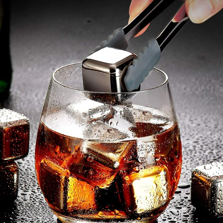 Ice Stone Reusable Whiskey Balls Stainless Steel Ice Cubes Metal Ice Sphere  Cubes Beverage Chilling Rocks for Red Wine Bar Beer Scotch Vodka