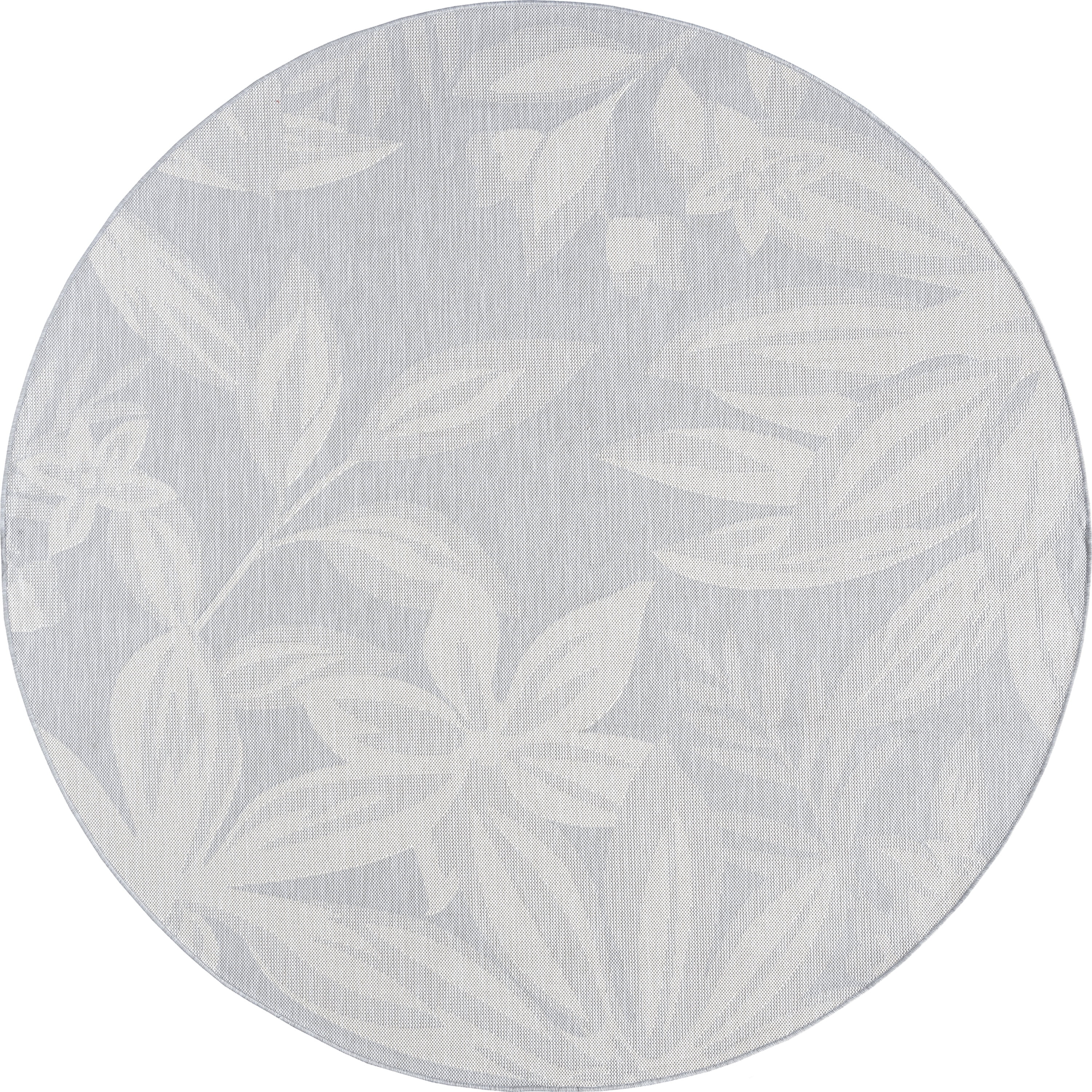 6ft Round Water Resistant, Indoor Outdoor Rugs for Patios, Front Door Entry, Entryway, Deck, Porch, Balcony | Outside Area Rug for Patio | Gray, Floral | Size: 5'3'' Round