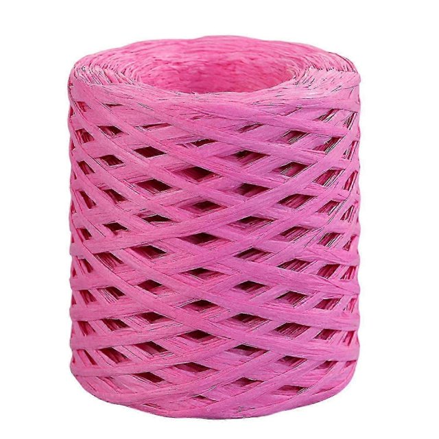 rollo de cordón de papel reciclable, de textura transparente, tejido a mano, para envolver regalos de festival, color rojo rosa