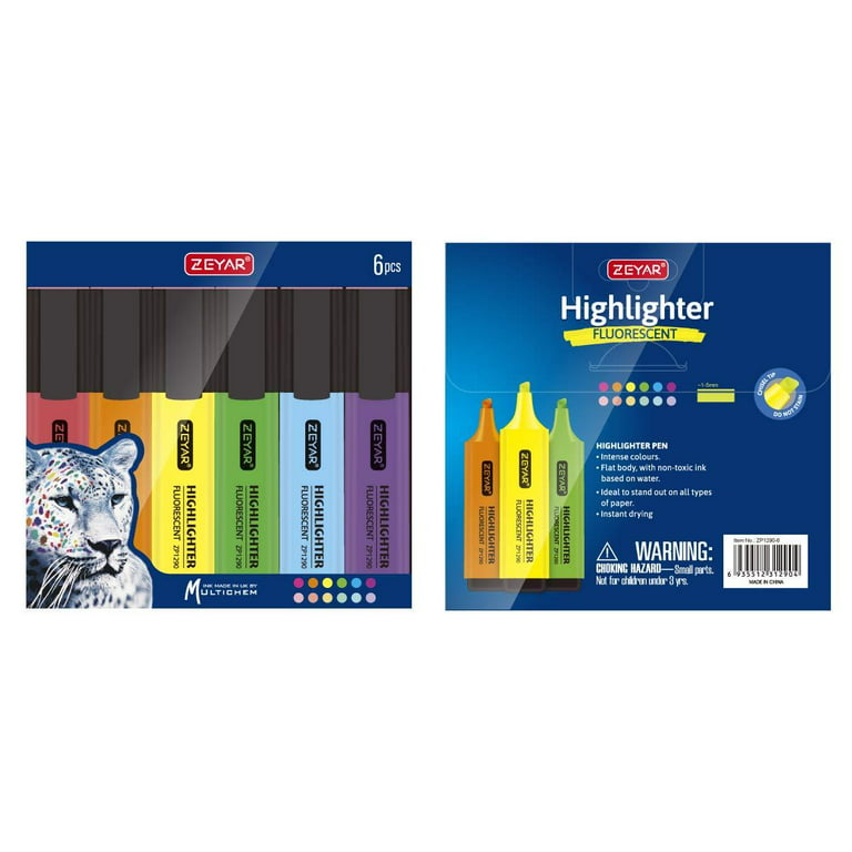 Highlighter, Chisel Tip Marker Pen, Assorted Colors, Water Based