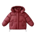 thumbnail image 5 of Girls Winter Puffer Jacket Detachable Hood Jacket Solid Color Short Zip Warm Coat Windproof Padded Outerwear for Girls with Pockets, 5 of 6