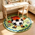 thumbnail image 4 of Football Shaped Round Area Rug,31.5in Soft Fluffy Sports Theme Floor Mat,Non Slip Circular Carpet for Bedroom Living Room Entryway Home Indoor Sports Style Decor, 4 of 6