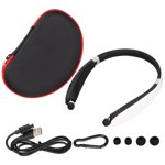 Retractable Earbuds Headset, Noise Cancelling Foldable Neckband Headphone With Mic For Running For Driving White