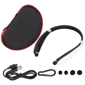 Écouteurs rétractable, bruit annulant casque pliable bande de collier avec micro pour courir pour conduire blanc
