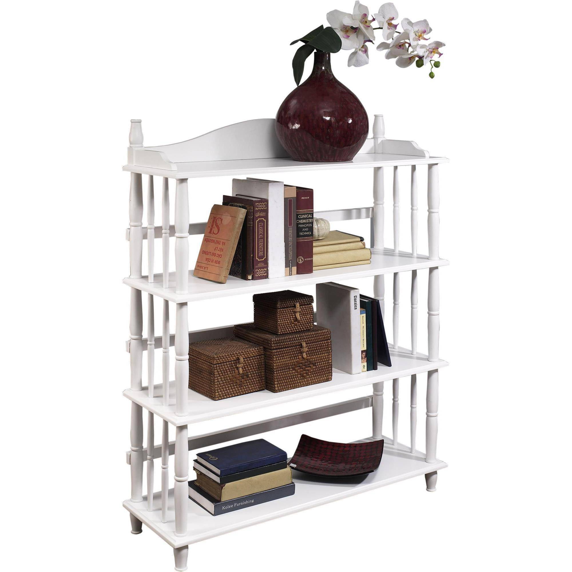 Daysha 4-Shelf Spindle Leg Bookcase, Multiple Colors