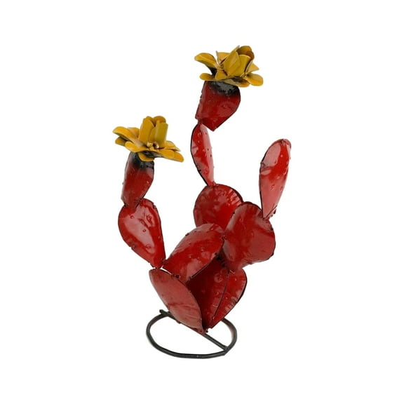 Colorful Cactus Garden Ornament - Painted Metal Yard Decoration Stake, Outdoor Home Decor Figurine, Red Cactus Yard Stake for Lawn and Garden Decorations