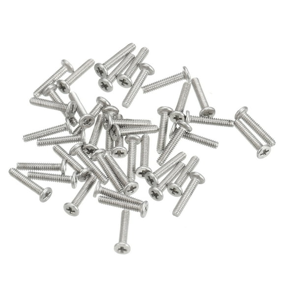 Unique Bargains Flat Round Head Phillips Drive Machine Screws Silver Tone M1.2-0.25 x 6mm