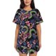 thumbnail image 1 of Fotbe Snake And Flower Conjunto de Pijama Estampado para Mujer, 2 Piezas, Ropa de Dormir con Camiseta de Manga Corta y Shorts Suaves-4X-Large, 1 of 6