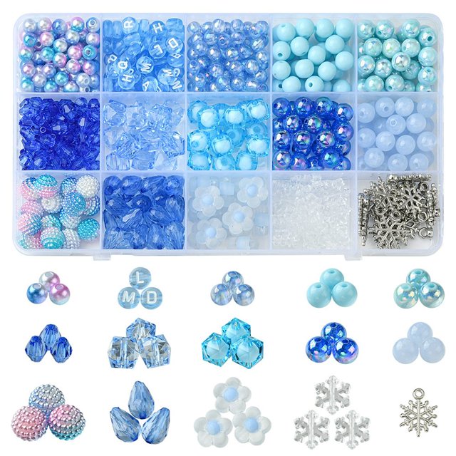Mixed Styles Transparent Acrylic Beads Mixed Shapes Deep Sky Blue 5~20x6~12.5x1.5~10mm Hole: 1~2.5mm 539pcs/box