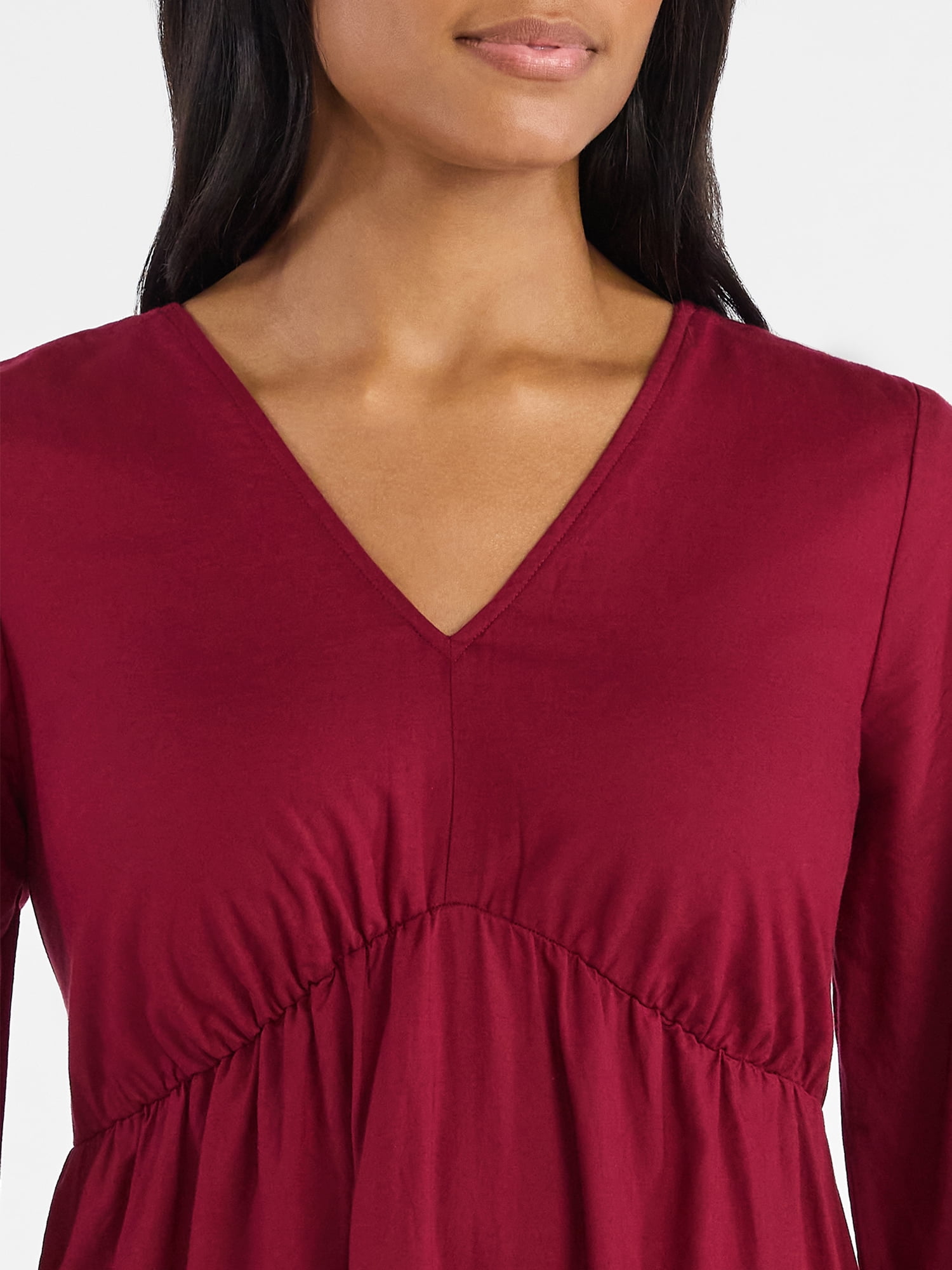 Time and Tru Women's Tie Back Maxi Dress with 3/4-Length Sleeves, Sizes XS-XXXL