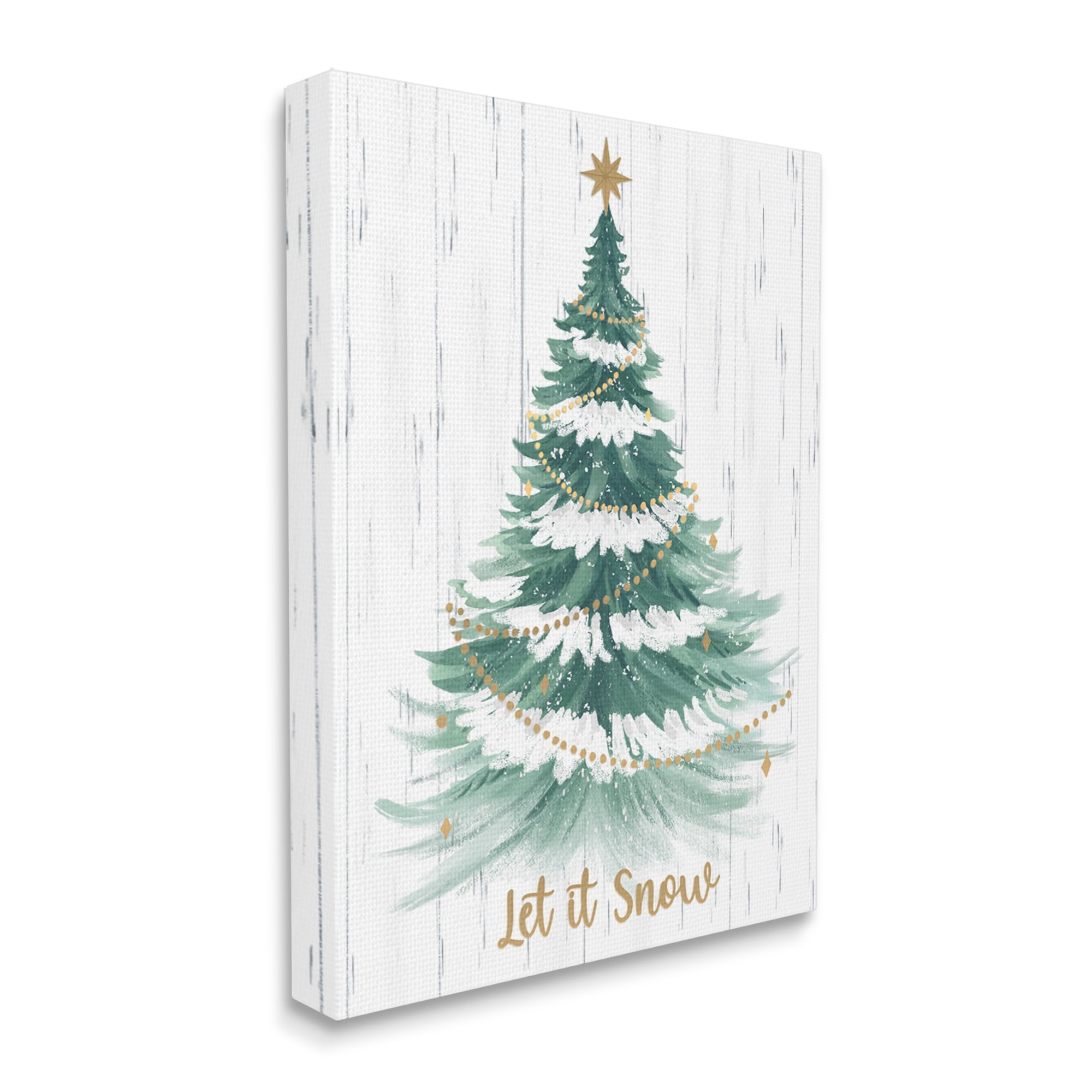 Stupell Industries Let it Snow Rustic Tree Holiday Painting Gallery Wrapped Canvas Art Print Wall Art, 36 x 48