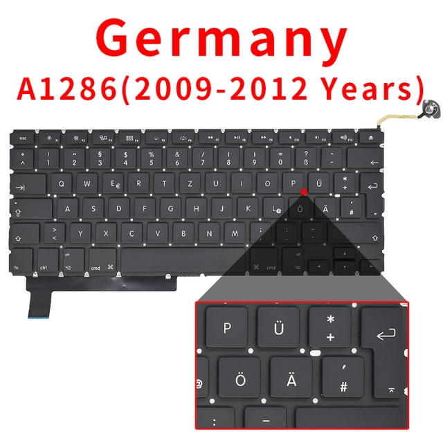 New A1286 For Macbook Pro 15" Replacement Keyboard US UK Russian French Spain Arabic Version 2009 2010 2011 2012 Year GR